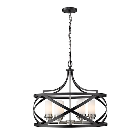 Z-Lite Malcalester 6 Light Pendant, Matte Black & White 481P24-MB-BN
